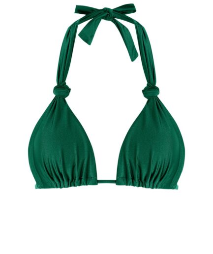 ZAFUL Twisted Knot Shiny Bikini Top M Deep green