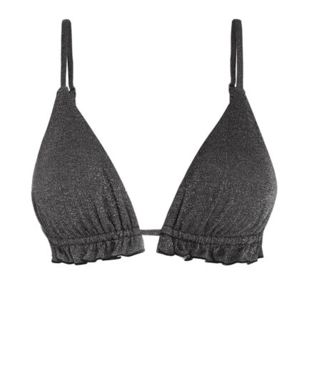 Ruffles Metallic Bikini Top M Black