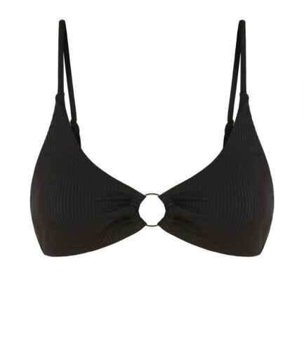 ZAFUL Solid Ribbed O-ring Bikini Top L Black