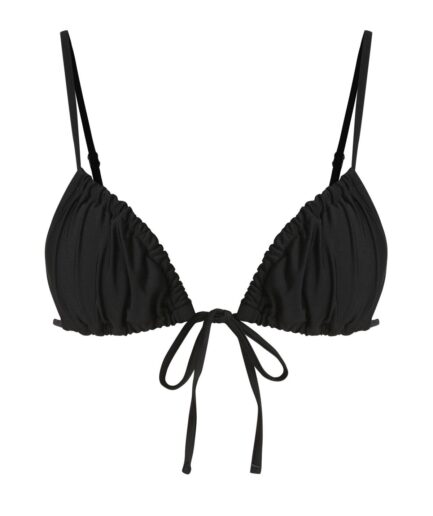 ZAFUL Tie Front Solid Basic Bikini Top L Black