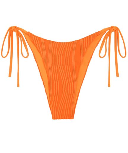 Ribbed Tie Side Bikini Bottom L Orange