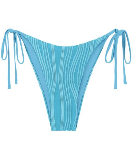 Ribbed Tie Side Bikini Bottom M Light blue