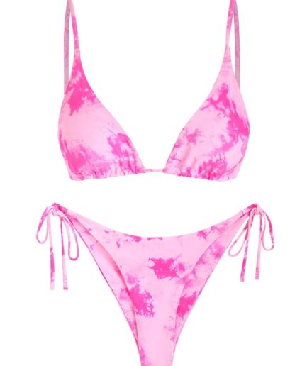 ZAFUL Tie Dye String Bikini Swimsuit L Hot pink
