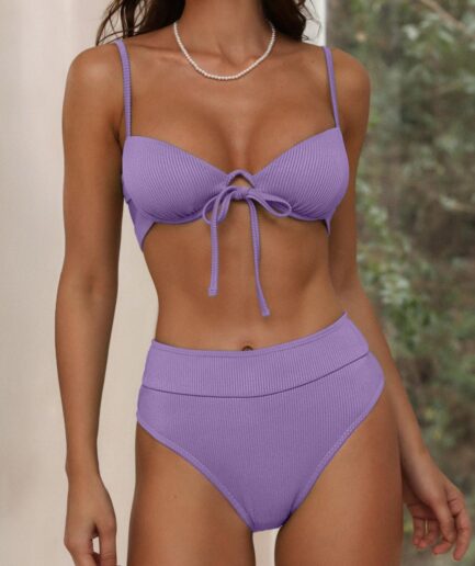 ZAFUL Ribbed Scrunch Butt Monowire Bikini Swimwear L Purple