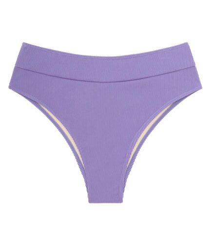 ZAFUL Ribbed Scrunch Butt High Waisted Bikini Bottom L Purple