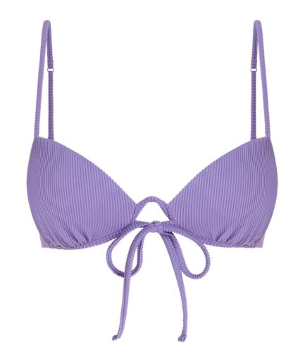 ZAFUL Ribbed Bowknot Monowire Bikini Top M Purple