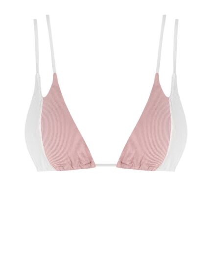 ZAFUL Ribbed Colorblock Dual Strap Bikini Top M Light pink
