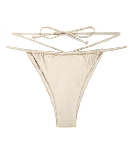 ZAFUL Tie Back Floss Silky Bikini Bottom M Light coffee