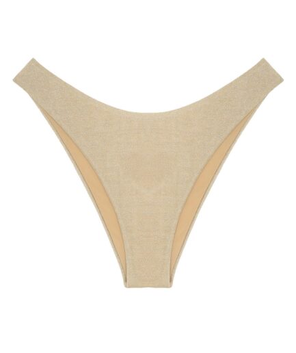 ZAFUL Shiny Glitter Cheeky Bikini Bottom M Light coffee