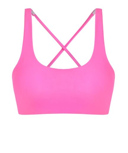 ZAFUL Cross Back U Neck Crop Bikini Top L Hot pink