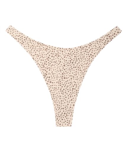 ZAFUL Leopard Animal Print Thong Bikini Bottom L Light coffee