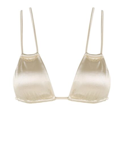 ZAFUL Strappy Tie Silky Bikini Top M Light coffee