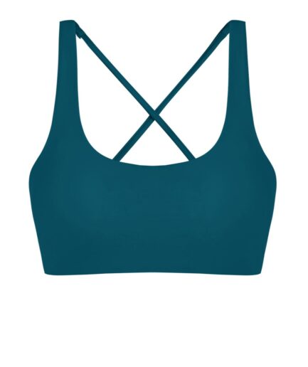 ZAFUL Cross Back U Neck Crop Bikini Top L Deep green