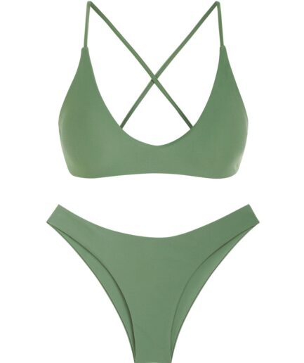 ZAFUL Tie Bralette Bikini Set M Light green