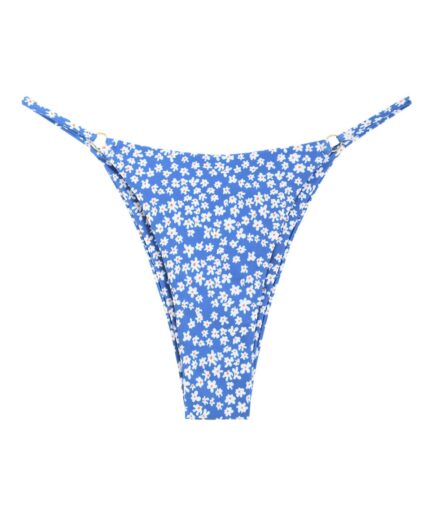 ZAFUL Tiny Floral O Ring High Leg Bikini Bottom L Light blue