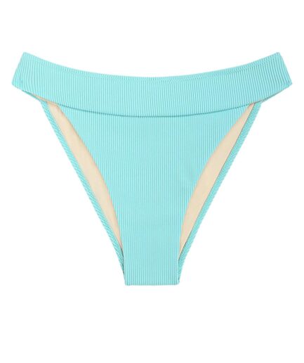 ZAFUL Ribbed High Leg Scrunch Butt Bikini Bottom M Light blue