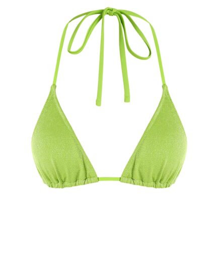 ZAFUL Metallic Glitter Triangle Bikini Top M Green