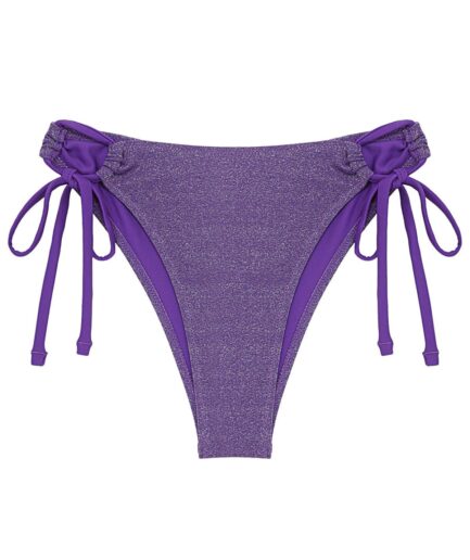 ZAFUL Tie Metallic Bikini Bottom M Purple