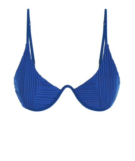Ribbed Monowire Bikini Top L Deep blue