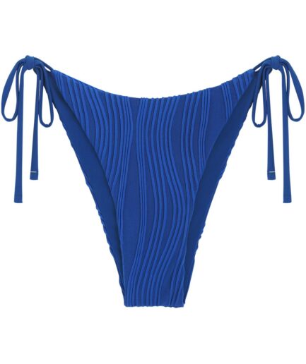 Ribbed Tie Side Bikini Bottom M Deep blue