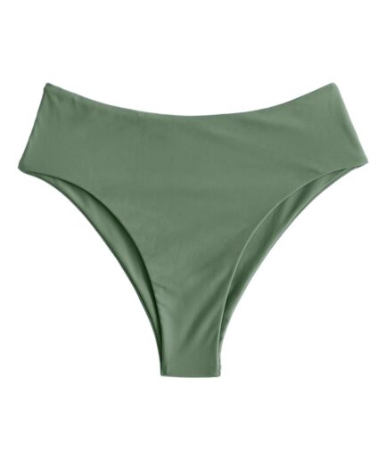ZAFUL High Waisted High Leg Plain Bikini Bottom L Light green