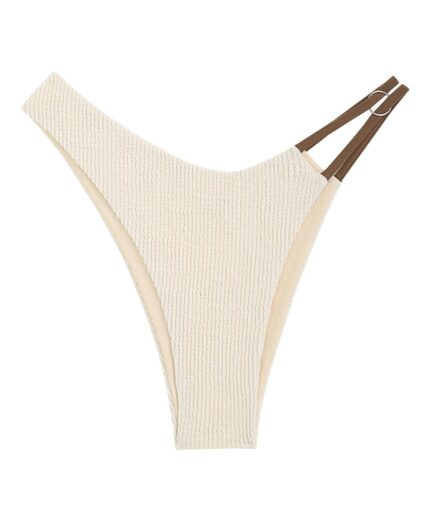 Crinkle O Ring Strappy Bikini Bottom L Light coffee
