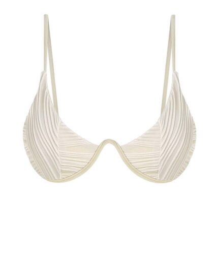 Ribbed Monowire Bikini Top L Light coffee