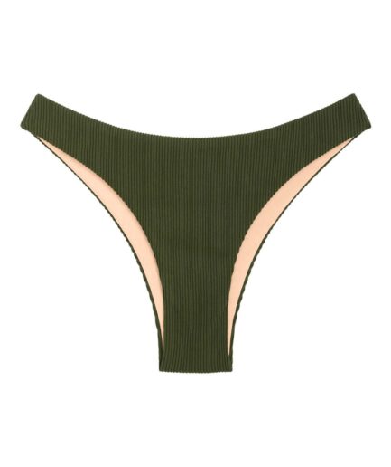 ZAFUL Ribbed Low Waisted Bikini Bottom M Deep green