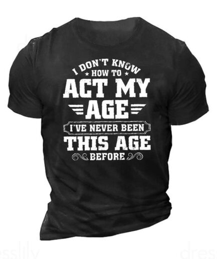 Men T-Shirts Letter Slogan Print Tee Short Sleeve Round Neck Casual T-shirt Clothing Online M Black