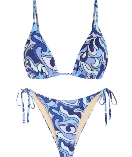 ZAFUL Swirl Print String Bikini Swimsuit M Deep blue