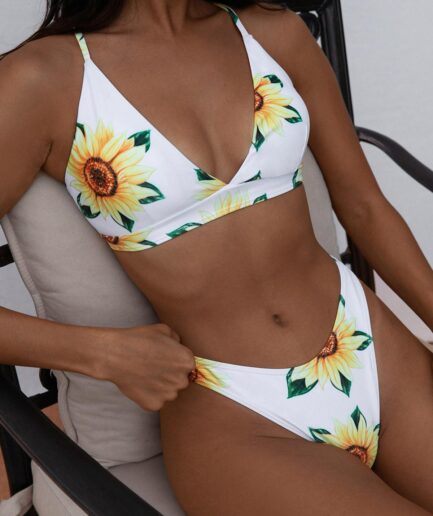 ZAFUL Sunflower Criss Cross Bikini Swimwear M Yellow