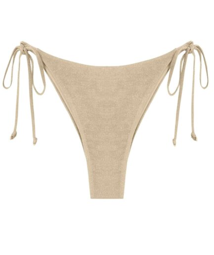 Tie Metallic Adjustable Bikini Bottom M Light coffee