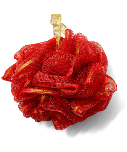 Red & Gold Glitter Bath Pouf