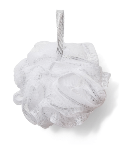 White & Silver Glitter Bath Pouf