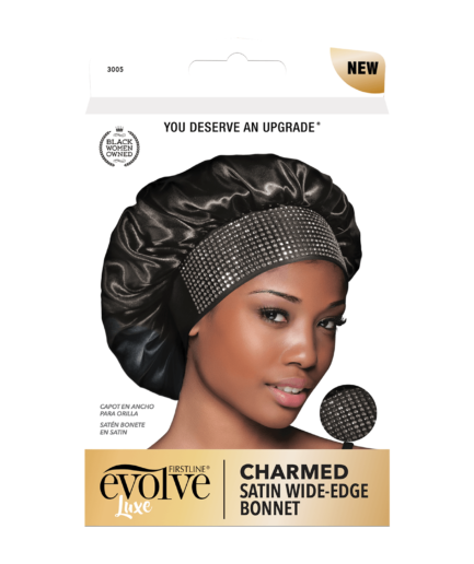 Charmed Satin Wide Edge Bonnet Black